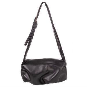 Vegan Leather Upside Down Shoulder Bag, Black